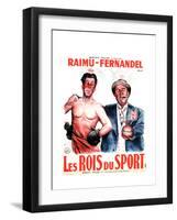 LES ROIS DU SPORT, French poster art, from left: Fernandel, Raimu, 1937-null-Framed Art Print