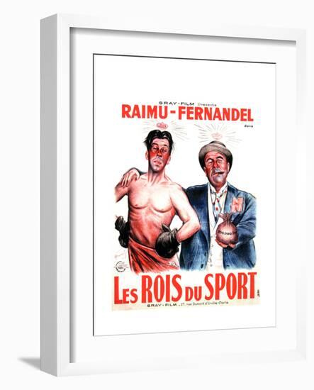 LES ROIS DU SPORT, French poster art, from left: Fernandel, Raimu, 1937-null-Framed Art Print