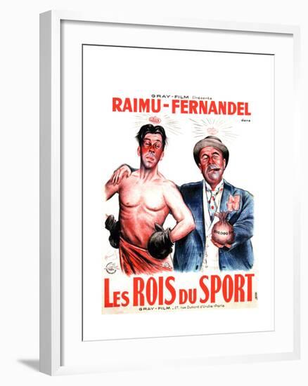 LES ROIS DU SPORT, French poster art, from left: Fernandel, Raimu, 1937-null-Framed Art Print