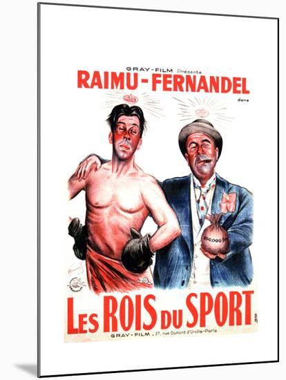 LES ROIS DU SPORT, French poster art, from left: Fernandel, Raimu, 1937-null-Mounted Art Print