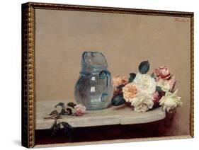 Les Roses Painting by Henri Fantin Latour (Fantin-Latour, 1836-1904) 1889 Sun. 0,44X0,56 M Lyon, Mu-Henri Fantin-Latour-Stretched Canvas