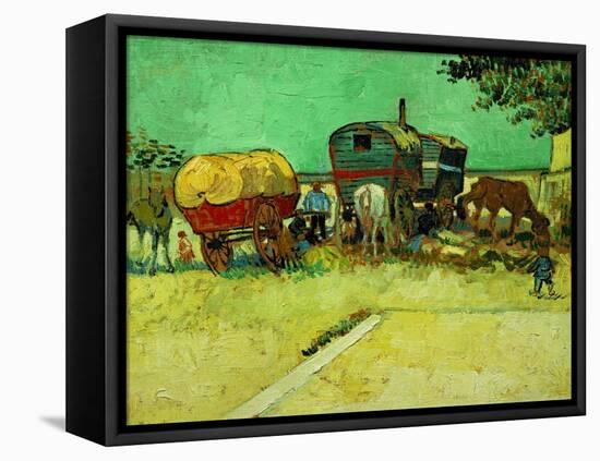 Les roulottes, campement de bohemiens aux environs d'Arles (August 1888). Oil on canvas.-Vincent van Gogh-Framed Stretched Canvas