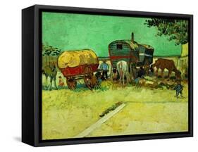 Les roulottes, campement de bohemiens aux environs d'Arles (August 1888). Oil on canvas.-Vincent van Gogh-Framed Stretched Canvas