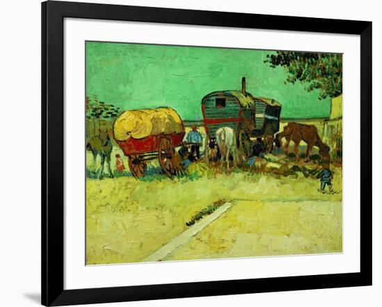 Les roulottes, campement de bohemiens aux environs d'Arles (August 1888). Oil on canvas.-Vincent van Gogh-Framed Giclee Print