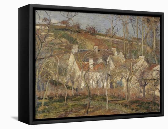 Les toits rouges, coin de village, effet d'hiver-Camille Pissarro-Framed Stretched Canvas