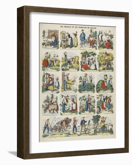 Les travaux et les habitants du village-null-Framed Giclee Print