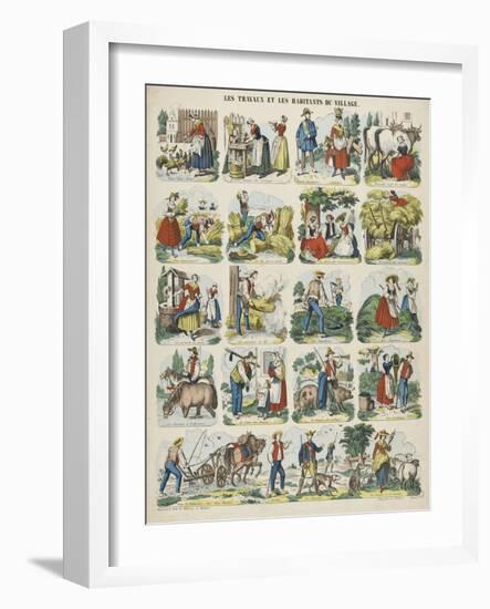 Les travaux et les habitants du village-null-Framed Giclee Print