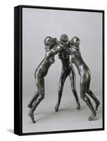 Les trois faunesses-Auguste Rodin-Framed Stretched Canvas