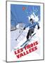 Les Trois Vallees - Dave Thompson Contemporary Travel Print-Dave Thompson-Mounted Giclee Print