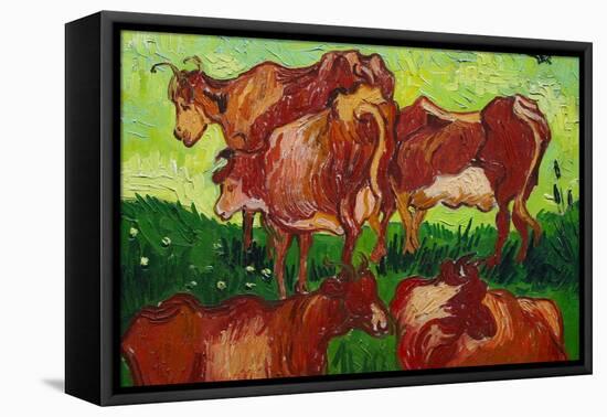 Les Vaches-Vincent van Gogh-Framed Stretched Canvas