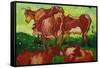 Les Vaches-Vincent van Gogh-Framed Stretched Canvas