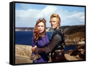 Les Vikings by Richard Fleischer with Kirk Douglas and Janet Leigh en, 1958 (photo)-null-Framed Stretched Canvas