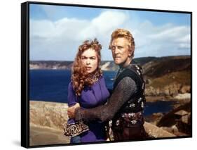 Les Vikings by Richard Fleischer with Kirk Douglas and Janet Leigh en, 1958 (photo)-null-Framed Stretched Canvas