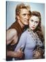 Les Vikings by Richard Fleischer with Kirk Douglas and Janet Leigh en, 1958 (photo)-null-Stretched Canvas