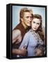 Les Vikings by Richard Fleischer with Kirk Douglas and Janet Leigh en, 1958 (photo)-null-Framed Stretched Canvas