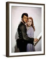 Les Vikings by Richard Fleischer with Tony Curtis and Janet Leigh en, 1958 (photo)-null-Framed Photo