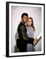 Les Vikings by Richard Fleischer with Tony Curtis and Janet Leigh en, 1958 (photo)-null-Framed Photo