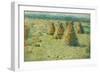 Les villottes, petites meules en Normandie, 1887-1889 Haystacks in Normandy. Cardboard, 16x 23,5 cm-Charles Angrand-Framed Giclee Print