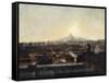 Les Voies de la gare du Nord, les toits de l'hôpital Lariboisière et la colline de Montmartre-Louis-robert Carrier-belleuse-Framed Stretched Canvas