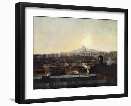 Les Voies de la gare du Nord, les toits de l'hôpital Lariboisière et la colline de Montmartre-Louis-robert Carrier-belleuse-Framed Giclee Print