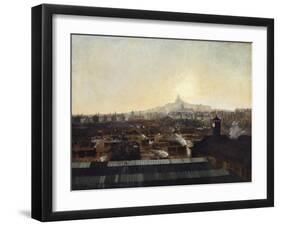 Les Voies de la gare du Nord, les toits de l'hôpital Lariboisière et la colline de Montmartre-Louis-robert Carrier-belleuse-Framed Giclee Print