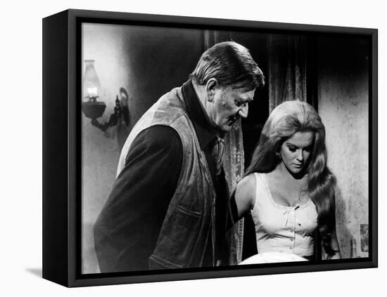 Les Voleurs by Trains THE TRAIN ROBBERS by BurtKennedy with John Wayne and Ann-Margret, 1973 (b/w p-null-Framed Stretched Canvas