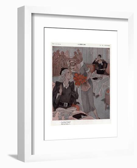 Lesbian Bar, Flowers 1935-Henry Fournier-Framed Premium Giclee Print