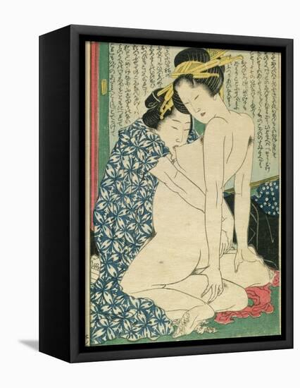 Lesbian Lovers, from 'Manpoku Wago-Jin', 1821-Katsushika Hokusai-Framed Stretched Canvas