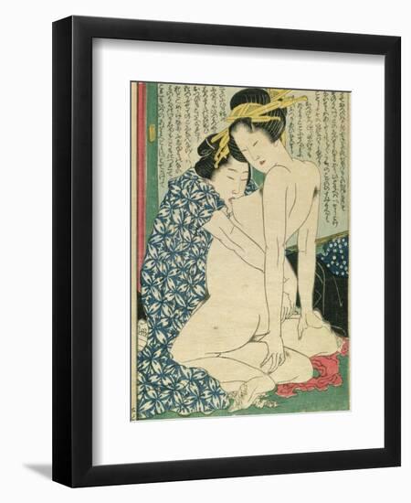 Lesbian Lovers, from 'Manpoku Wago-Jin', 1821-Katsushika Hokusai-Framed Giclee Print