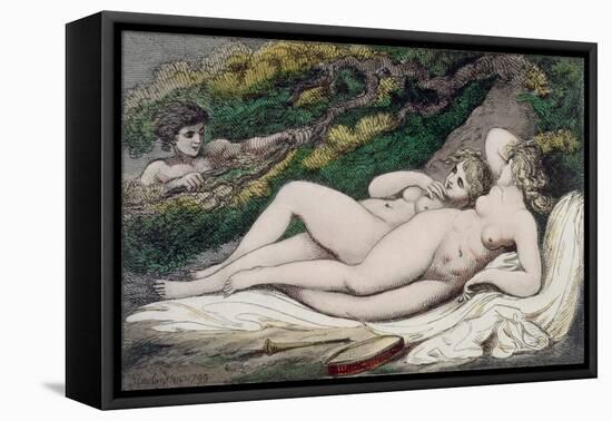 Lesbian Lovers in a Wood, 1808-17-Thomas Rowlandson-Framed Stretched Canvas