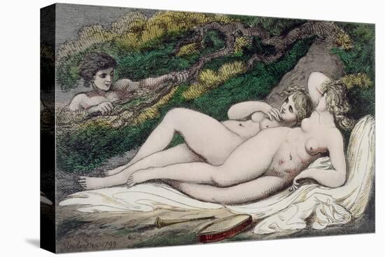 Lesbian Lovers in a Wood, 1808-17-Thomas Rowlandson-Stretched Canvas