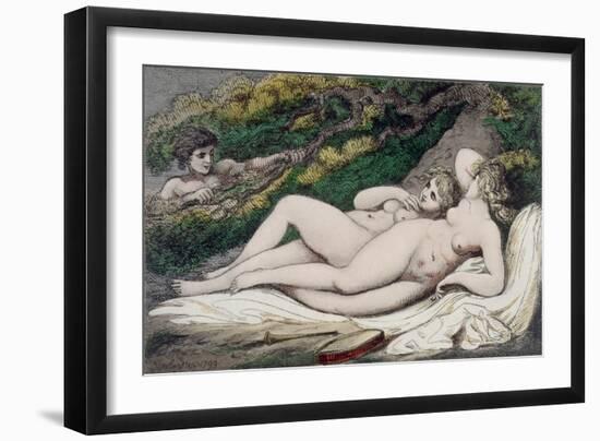 Lesbian Lovers in a Wood, 1808-17-Thomas Rowlandson-Framed Giclee Print