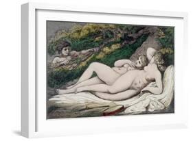 Lesbian Lovers in a Wood, 1808-17-Thomas Rowlandson-Framed Giclee Print