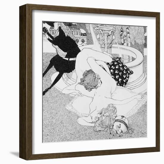 Lesbian Scene, from Plate 14 from La Grenouillere, c.1912-Franz Von Bayros-Framed Giclee Print