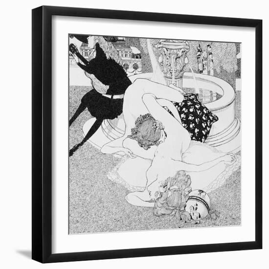 Lesbian Scene, from Plate 14 from La Grenouillere, c.1912-Franz Von Bayros-Framed Giclee Print