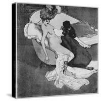 Lesbian Scene, Illustration from 'La Bonbonniere', plate VII, 1907-Franz Von Bayros-Stretched Canvas