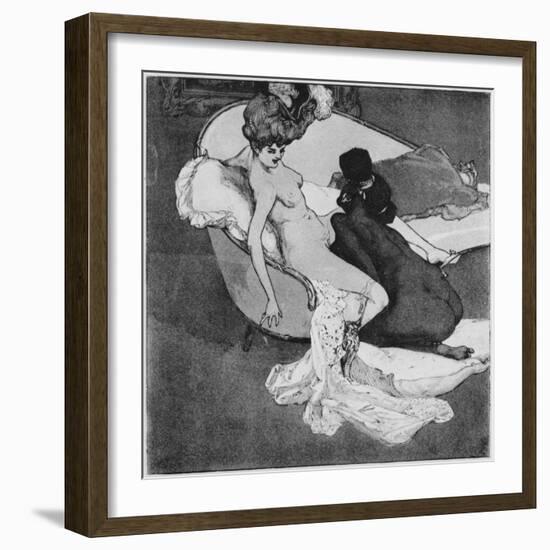 Lesbian Scene, Illustration from 'La Bonbonniere', plate VII, 1907-Franz Von Bayros-Framed Giclee Print