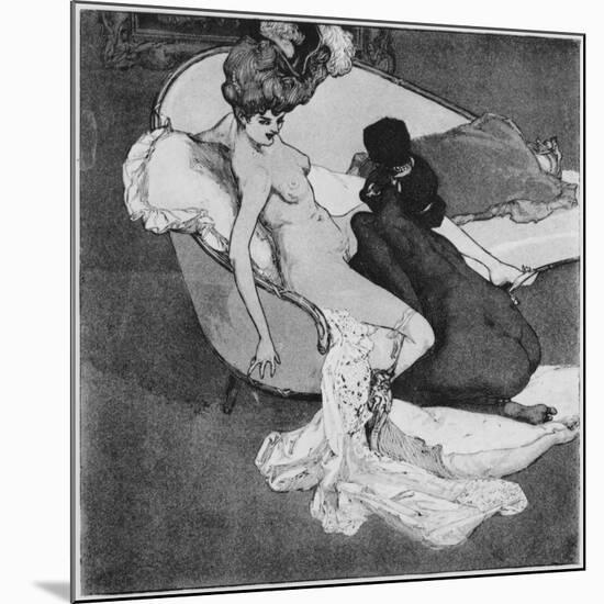 Lesbian Scene, Illustration from 'La Bonbonniere', plate VII, 1907-Franz Von Bayros-Mounted Giclee Print