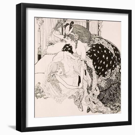 Lesbian Scene, Plate 13 from La Grenouillere, c.1912-Franz Von Bayros-Framed Giclee Print