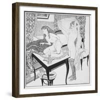 Lesbian Scene, Plate 3 from 'La Grenouillere', 1912-Franz Von Bayros-Framed Giclee Print