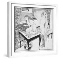 Lesbian Scene, Plate 3 from 'La Grenouillere', 1912-Franz Von Bayros-Framed Giclee Print