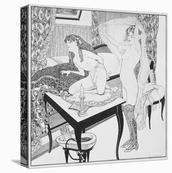 Lesbian Scene, Plate 3 from 'La Grenouillere', 1912-Franz Von Bayros-Stretched Canvas