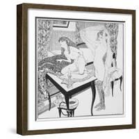 Lesbian Scene, Plate 3 from 'La Grenouillere', 1912-Franz Von Bayros-Framed Giclee Print