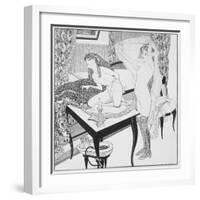 Lesbian Scene, Plate 3 from 'La Grenouillere', 1912-Franz Von Bayros-Framed Giclee Print