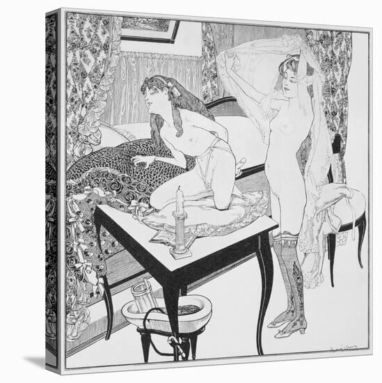 Lesbian Scene, Plate 3 from 'La Grenouillere', 1912-Franz Von Bayros-Stretched Canvas