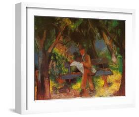 Lesender Mann in Park, c.1914-Auguste Macke-Framed Art Print