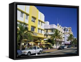 Leslie Hotel, Ocean Drive, Art Deco District, South Beach, Miami Beach, Miami, Florida, USA-Amanda Hall-Framed Stretched Canvas