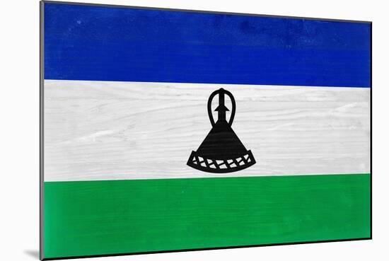 Lesotho Flag Design with Wood Patterning - Flags of the World Series-Philippe Hugonnard-Mounted Premium Giclee Print