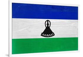 Lesotho Flag Design with Wood Patterning - Flags of the World Series-Philippe Hugonnard-Framed Art Print