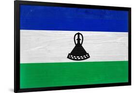 Lesotho Flag Design with Wood Patterning - Flags of the World Series-Philippe Hugonnard-Framed Art Print